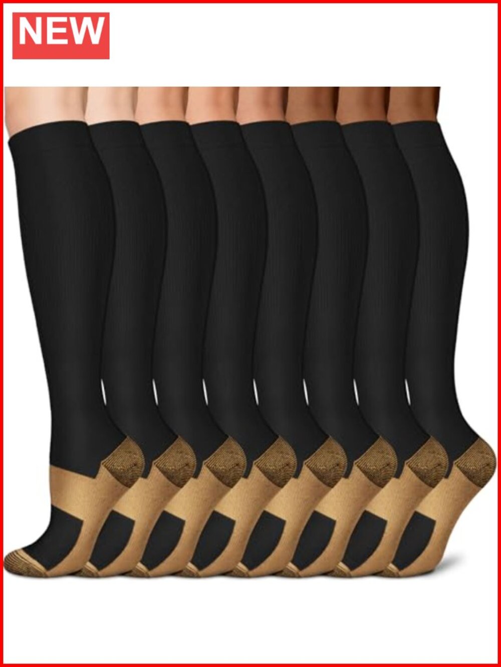 Copper Compression Socks 8 Pack 15-20mmHg Knee High Athletic Support